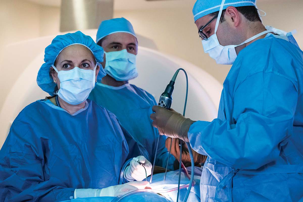 Memorial Sloan Ketting neurosurgeon Vivian Tabar with two other doctors during surgery