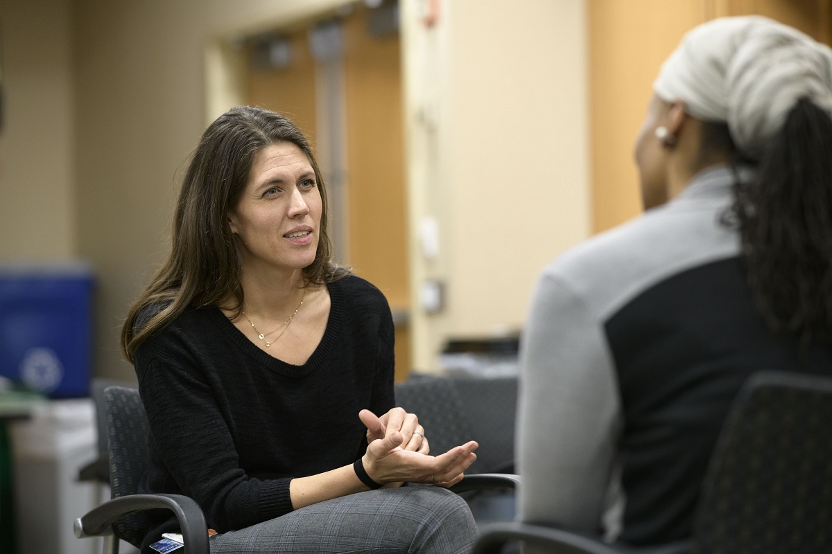 MSK social worker meeting with a patient