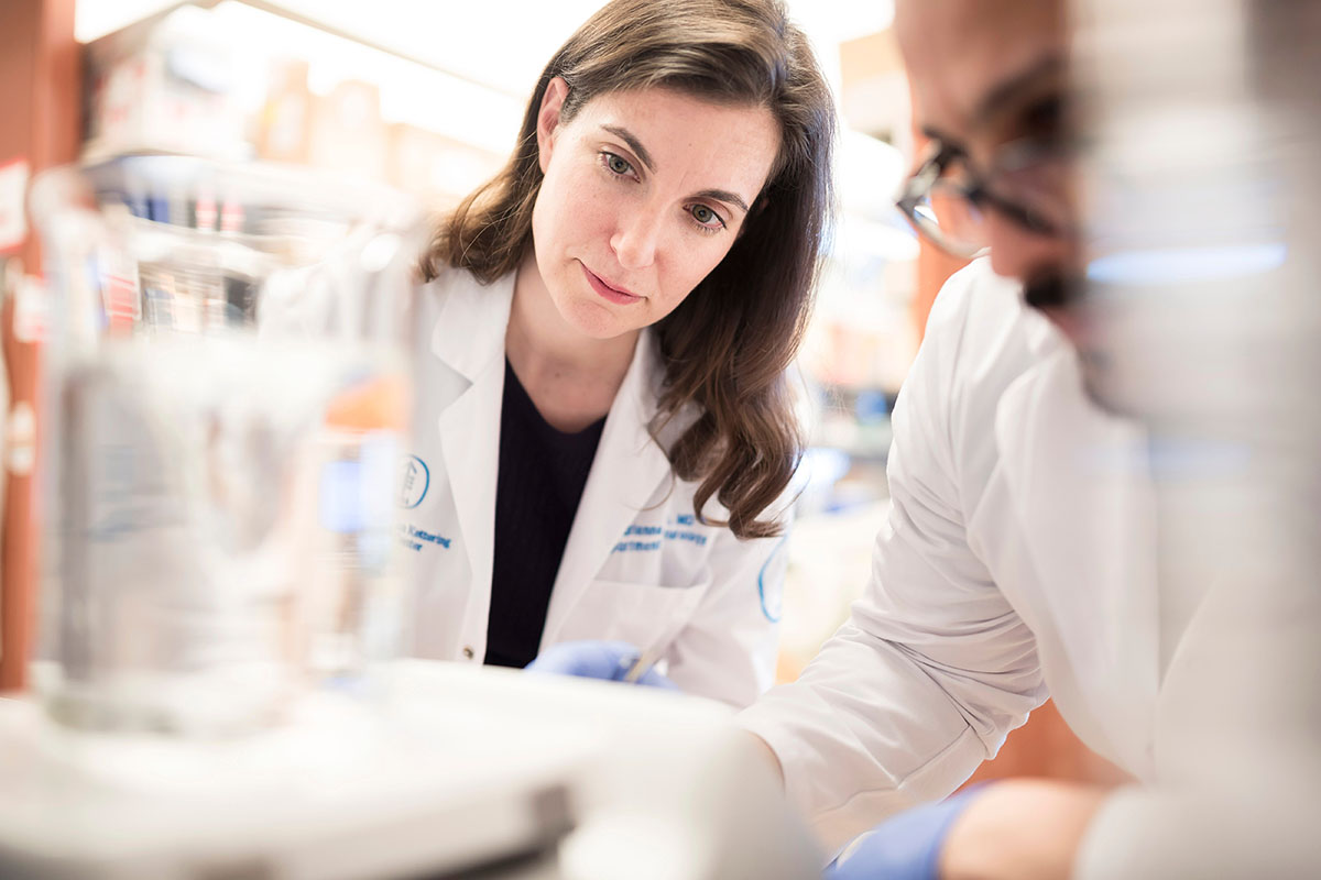 MSK physician-scientist Adrienne Boire in her lab